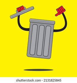 cartoon trash can vector illustration, keep clean