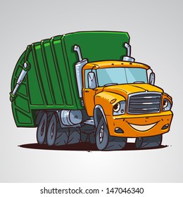 Cartoon Trash Truck Character Isolated: เวกเตอร์สต็อก (ปลอดค่าลิขสิทธิ์