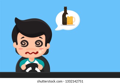 
Cartoon travel of drunken people, sleepy, use the phone while driving Life threatening.