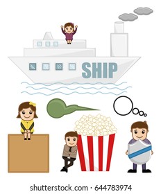 Cartoon Travel and Many Vector Graphics
