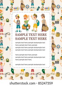 cartoon travel people card