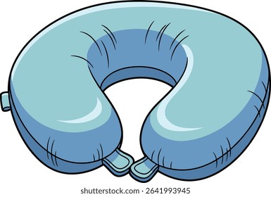 Cartoon Travel Pillow, Neck Support Illustration for Comfortable Journeys and Relaxation