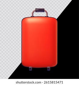 Cartoon travel suitcase. 3D render style on transparent background. For dark and bright backgrounds.