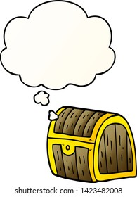 cartoon treasure chest with thought bubble in smooth gradient style