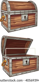 Cartoon treasure chest. Vector clip art illustration with simple gradients. Each element on a separate layer. 