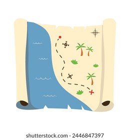 Cartoon Treasure Map On White Background Vector Design.