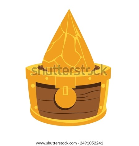 Cartoon treasure vector illustration, isolated on white background, gold treasures clip art image