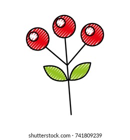 cartoon tree berries on branch natural