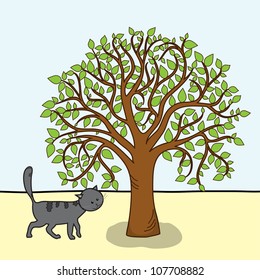 Cartoon Tree Cat Vector Image Eps Stock Vector (Royalty Free) 107708882 ...