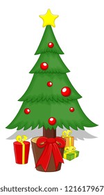 Cartoon Tree - Christmas Vector Illustration