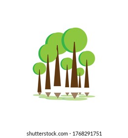 Cartoon tree color illustration of vector design