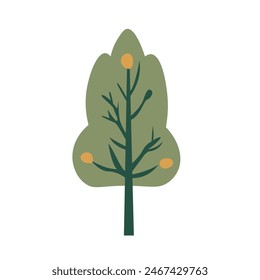 Cartoon tree foliage vector illustration, flat nature tree plant isolated on white background
