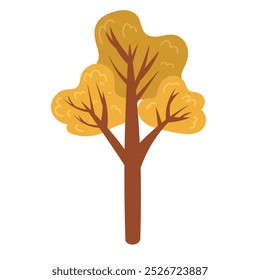Cartoon tree. Forest, vibrant leaves, trunk. Perfect for children's designs, nature-themed projects, educational materials. Vector flat design isolated on white background