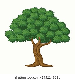 
a cartoon tree with green leaves on a white background Free Vector