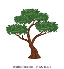 
a cartoon tree with green leaves on a white background Free Vector
