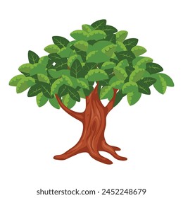 
a cartoon tree with green leaves on a white background Free Vector