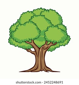 
a cartoon tree with green leaves on a white background Free Vector