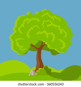 cartoon tree green. Vector concept  tree.