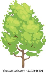 Icono de árbol de dibujos animados. Planta forestal verde. Símbolo de la naturaleza