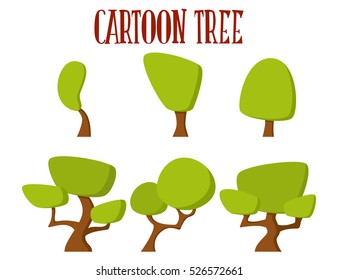 Cartoon tree icon. Vector set