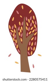 Cartoon tree illustration. Vector illustration of autumn trees on a white background.