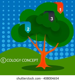 Cartoon tree, infographics ecological preservation of nature