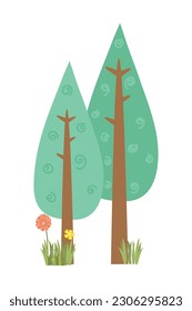 Cartoon tree isolated on a white background. Simple modern style. Cute green plants, forest, vector flat illustration. summer, spring trees.