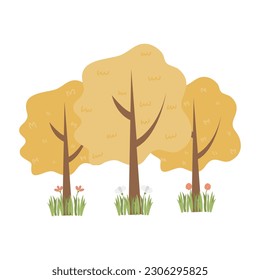 Árbol de dibujos aislados en un fondo blanco. Un estilo sencillo y moderno. Plantas verdes, bosque, ilustración plana vectorial. verano, árboles primaverales.