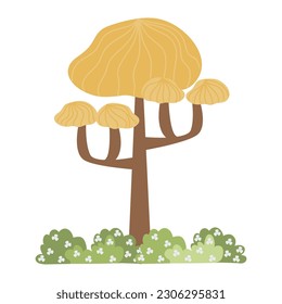 Árbol de dibujos aislados en un fondo blanco. Un estilo sencillo y moderno. Plantas verdes, bosque, ilustración plana vectorial. verano, árboles primaverales.