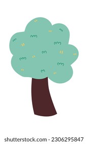 Árbol de dibujos aislados en un fondo blanco. Un estilo sencillo y moderno. Plantas verdes, bosque, ilustración plana vectorial. verano, árboles primaverales.