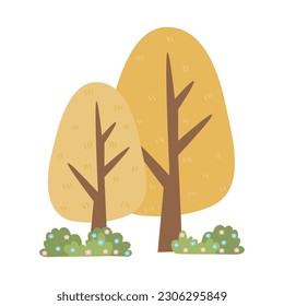 Árbol de dibujos aislados en un fondo blanco. Un estilo sencillo y moderno. Plantas verdes, bosque, ilustración plana vectorial. verano, árboles primaverales.