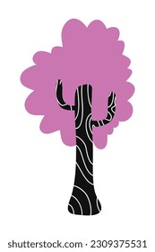 Cartoon tree isolated on a white background. Simple modern style. Cute plants, forest, vector flat illustration. summer, spring trees.