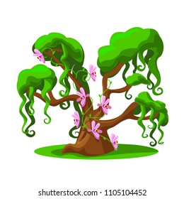 A cartoon tree from a magical land. Vector illustration on white background.