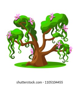 A cartoon tree from a magical land. Vector illustration on white background.
