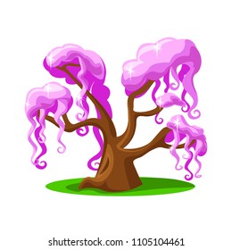 A cartoon tree from a magical land. Vector illustration on white background.
