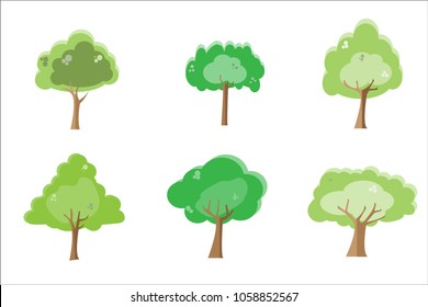 cartoon tree on white background.