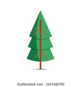 Cartoon tree on a white background. Element for ecology or nature logo. Vector illustration