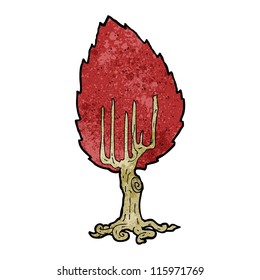 árbol de dibujos animados con hojas rojas