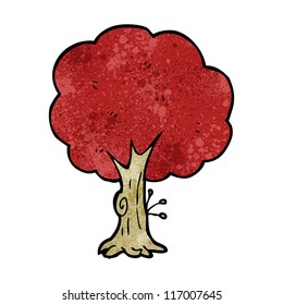 árbol de dibujos animados con hojas rojas