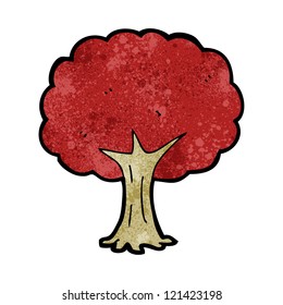 árbol de dibujos animados con hojas rojas