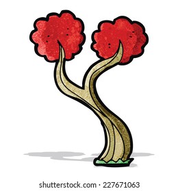 cartoon tree with red leaves