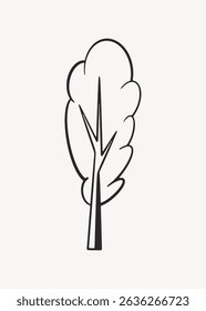 Cartoon tree retro line illustration, collage element vector