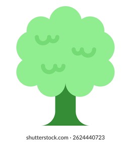 A cartoon tree with rounded green foliage and a sturdy trunk, suitable for educational or children's content.