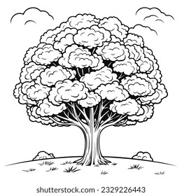 Cartoon Tree Silhouette Coloring Page