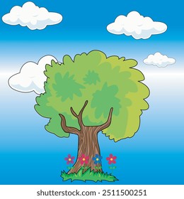 cartoon Tree sky slower,
for Background
Blue-green
for comic, story book
