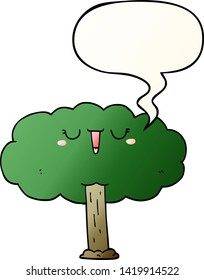 cartoon tree with speech bubble in smooth gradient style