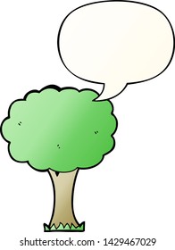 cartoon tree with speech bubble in smooth gradient style