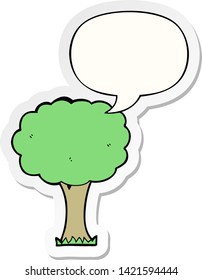Cartoon-Baum mit Sprachaufkleber