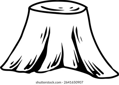 Cartoon Tree Stump Line Illustration