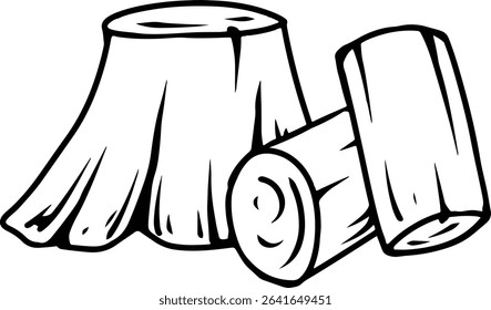 Cartoon Tree Stump and Logs
